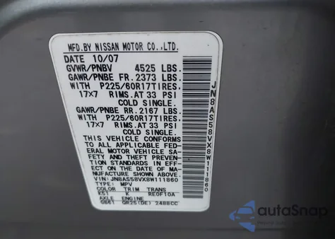 2008 Nissan Rogue Sl z USA, uszkodzony, nr VIN JN8AS58VX8W111860